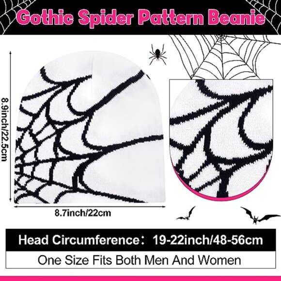 Y2K Spider Web Beanies Gothic Knitted Hat Unisex Streetwear Winter Warm main image 7